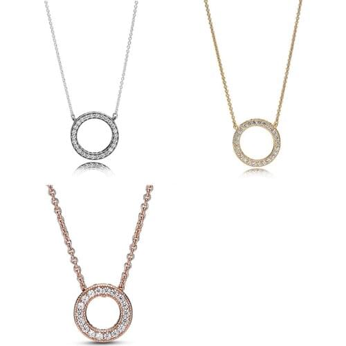 100% 925 Sterling Silver Original Charm Fashion Exquisite Necklace Female Valentines Day Heart-shaped Jewelry