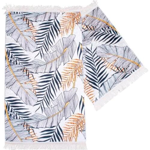 Fern Rectangle Bathroom Mat Set 2 Li Cream