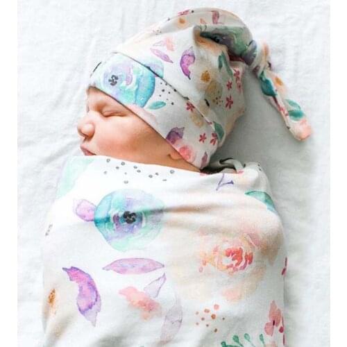 2Pcs Babies Sleeping Bags Hat Newborn Baby Hospital Cocoon Swaddle Wrap Sack Envelope Baby Blanket Swaddling Wrap Sleepsack 0-3M