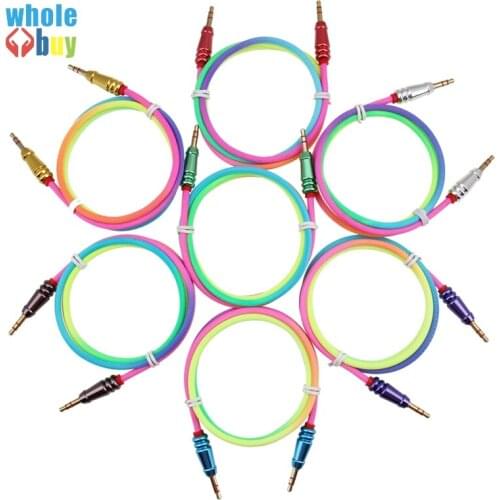 300pcs Aux Cable Jack 3.5mm Male to Male Rainbow Round Bullet Audio Cable Adapter for Car Speaker Computer Laptop Wire Aux Cord