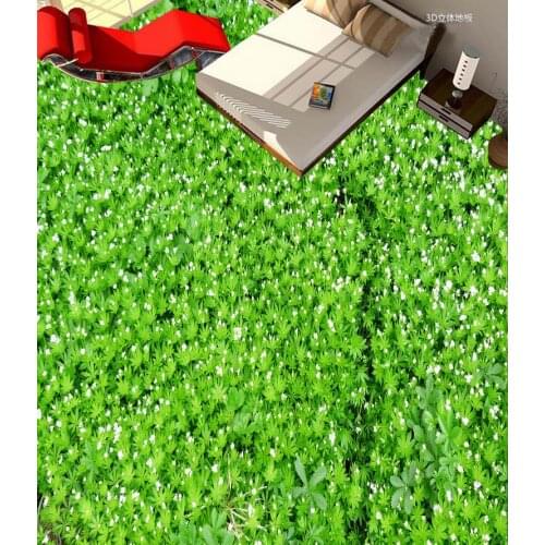 3D wall murals wallpaper floor Green leaves white flower Photo floor wallpaper 3d stereoscopic Home Decoration
