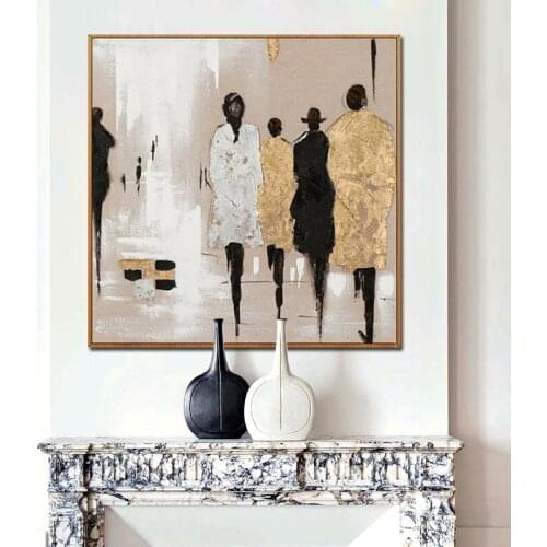 Handmade Abstract Oil Painting On Canvas Pedestrian Art Modern Wall Art Paintings For Living Room Home Large Salon Decoration