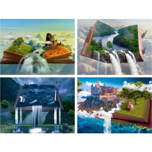 Diamond Mosaic Full Round Driill Waterfall 5D DIY Diamond Painting Embroidery Book Landscape Picture Of Rhinestones Home Decor