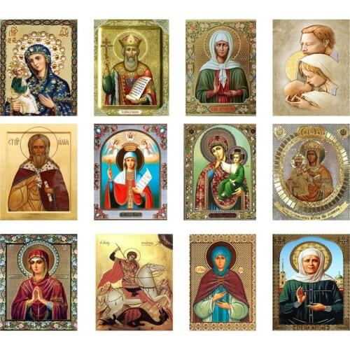5D Diy Diamond Painting Cross Stitch Religion Icon Saint George Full Round Diamond Mosaic Pattern Rhinestones Embroidery Crafts