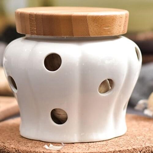 Storage Cans Garlic Ginger Storage Tank Jar Bamboo Cover Kitchen Organizer Tools Home Decoration Accessories