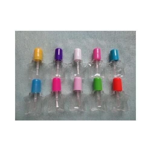 Free Shipping 50pcs/Lot 5ml Plastic Star Shape Nail Bottles Clearly Nail Bottles Withe Brush And Candy Lid Cosmetic Packaging