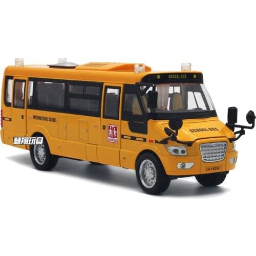Big alloy American school bus car bus 5 open design lighting sound childrens bus toys large toys for kids 2 to 4 years old
