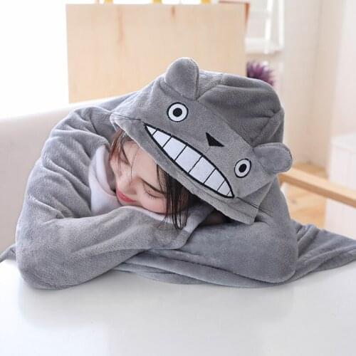 1pc Kawaii Soft Plush Toy Stuffed Totoro Cloak Blanket Air Conditioning Cat Cape Manteau Gifts For Kids Girls 145*70/165*90cm