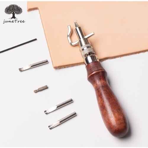 Junetree 1 Set Leather craft Adjustable Stitching and Groover Crease Leather Tool DIY Leather Stitching Tool Sewing Tools Acces