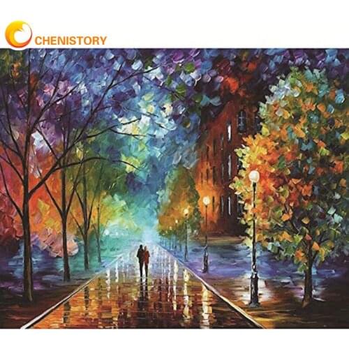 CHENISTORY Coloring DIY Painting By Numbers Abstract Street Scene Lovers Canvas Pictures Oil Painting Living Room Wall Art Decor