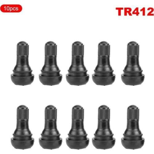10pcs Car Wheel Tyre Tubeless Tire Tyre Valve TR414 Snap-in Stems Dust Caps Wheels Tires Black Rubber Parts Car Accessories