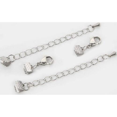 6-25mm Stainless Steel End Chain With Lobster Clasp Horse Clasp Water Drop Bracelet Extension Tail Chain For Jewelry Making DIY