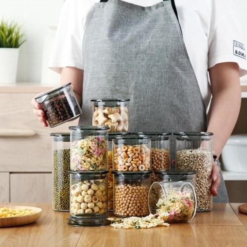 300/500/600ML Kitchen Moisture-Proof Sealed Jars For Grain Storage Transparent Glass Bottles Food Snack Storage Boxes