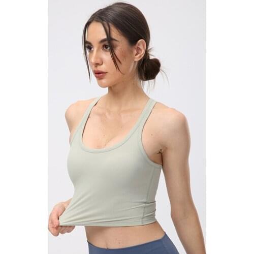 Summer New Sports Vest Women Elastic Tight Sleeveless Running Crop Top Workout Quick-Dry Moisture Wicking Yoga Shirts With Pads