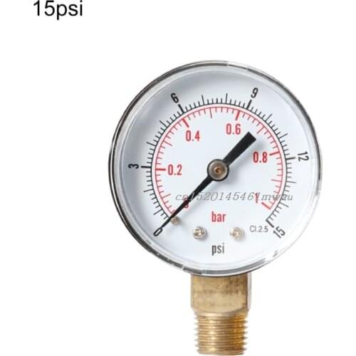 Pressure Gauge 52mm 1/4" BSPT Vertical 15,30,60,100,150,300 PSI & Bar Bottom Mount