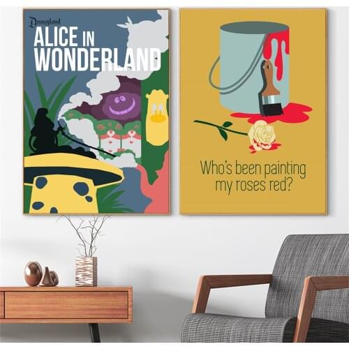 Alice in Wonderland Minimalist Posters And Prints Wall Art Canvas Painting For Living Room Decoration Home Decor Unframed Quadro