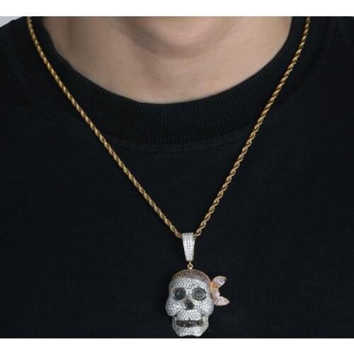 Fashion Personality Hip-Hop Turban Skull Pirate Head Hipster Pendant Necklaces for Men Creativity Jewelry