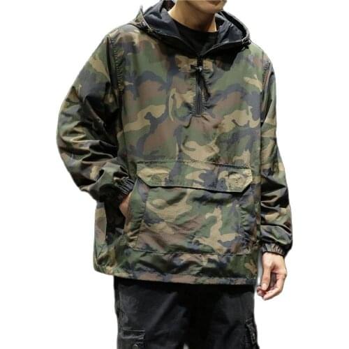 Wear On Both Sides Black Hoodies Streetwear Military Camouflage Jacket Men Korean Style Fashions Sweatshirt Harajuku Clothes