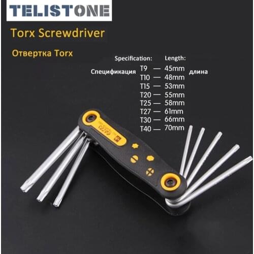 8 in 1 Folding Hexagon Key Allen Wrench Set Hexagonal Wrench Chrome Vanadium Steel Spanner Portable Set Folding Screwdriver
