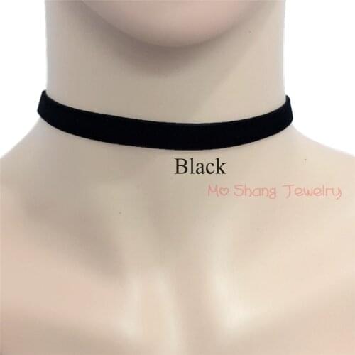 New Fashion Velvet Suede Choker Necklace Hot Trendy Style Black Plain Ribbon Choker Jewelry 33cm(13"") Long"
