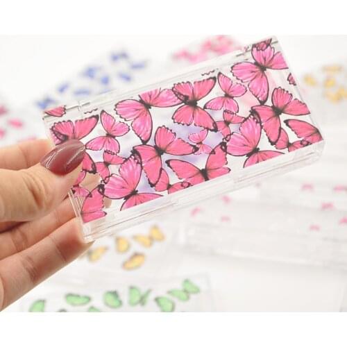 Wholesale eyelash packaging box lash boxes custom logo faux cils 25mm mink lash plastic clear butterfly case tray in bulk vendor