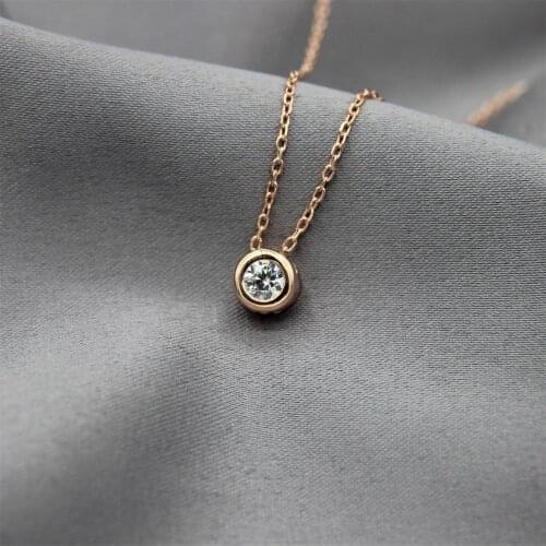 Rose Plated Seed Single Stone Necklace