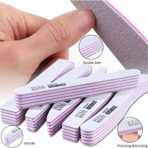 5pcs/lot Nail Files 100/180 Double Side Sanding Buffer Professional DIY Nail File Sandpaper Block Manicure Pedicure Nails Tools