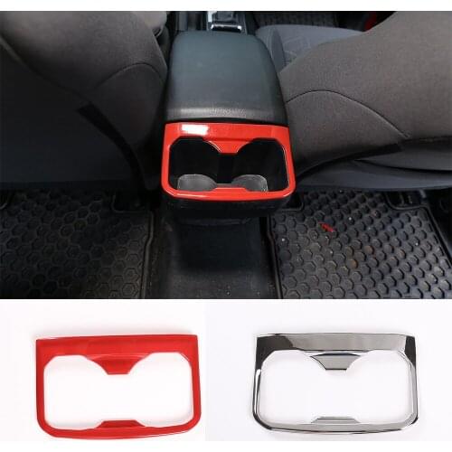 Car Armrest Box Rear Seat Cup Holder Panel Cover Trim ABS Red /Chrome Fit For Toyota Tacoma 2016-2020 Interior Accessories