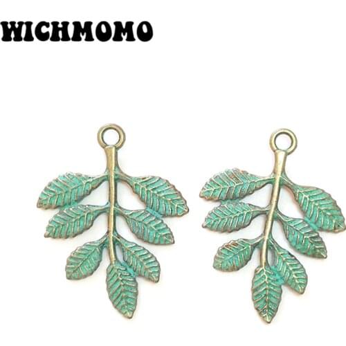 New 37*28mm 8pcs Retro Patina Plated Zinc Alloy Green Pendants Charms for DIY Necklace Jewelry Accessories Gifts