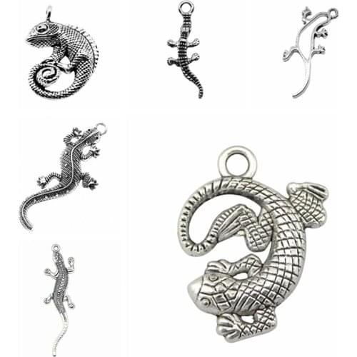 Wecharms bulk charms for jewelry making kit pendant diy jewelry accessories Hollow Gecko Lizard Charms