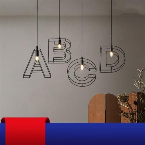 New 3D letter line pendant lights restaurant bedroom LED Nordic black combination hanging dining room lamps decorative lighting