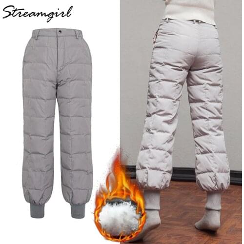 Women Thick Down Pants Female Black High Waist Warm Women Winter Down Feather Pants Plus Size Casual Pant Women 2018 Trousers