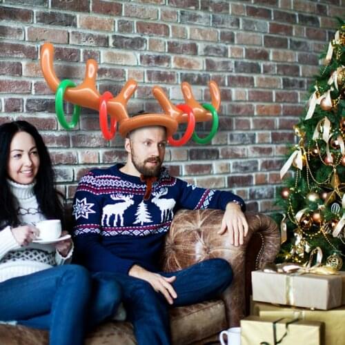 Christmas Game Inflatable Reindeer Antler Hat Ring Toss Christmas Gift For Kids New Year Gift Game Christmas Xmas Decor Noel