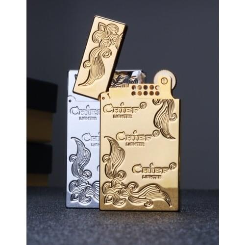 Made in china Chief copper kerosene gasoline oil cigarette lighter vintage grinding wheel flint smoking igniter gift box