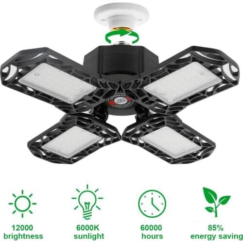 LED Garage Lights,120W Deformable Garage Lights, 6000-6500K E26/E27 Super Bright Adjustable LED Shop Lights for Garages Workshop