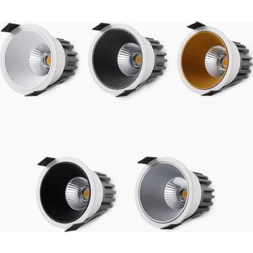 Downlight Dimmable Recessed AC110V 220V 7W 9W 12W 15W Lamp Round Led Cob Ceiling TV Background Living Room Bedroom Spot Light