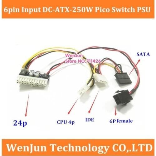 Top PCI-e 6Pin 6P 6 Pin female input DC 12V 160W 24Pin Pico ATX Switch pcio PSU Car Auto Mini ITX High Power Supply Module