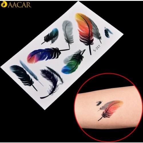Body Art Flash Tattoo Stickers Styling Tatoo Home Decor Wall Sticker 19*9cm 1Pc Waterproof Feather 3D Temporary Tattoo