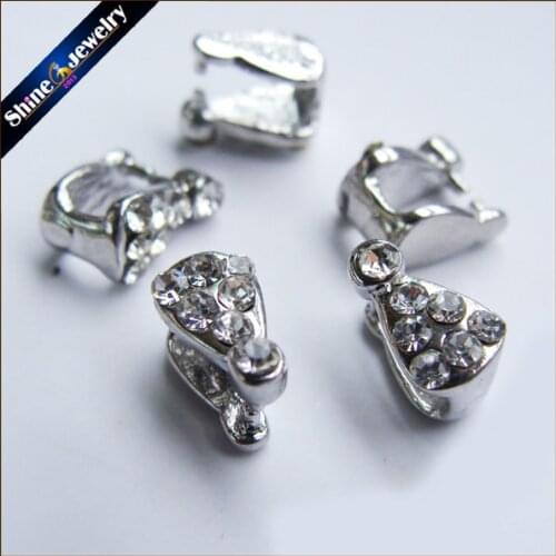 Wholesale 10 PCS/lot 6x8mm Zircon Pinch Clip Bail Clasps Hooks For Pendant Necklace DIY Findings Jewelry Making Connectors