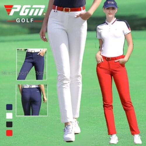 Pgm Women Golf Full Length Pants Sport Golf Apparel Ladies High Waist Slim Trousers Girls Breathable Golf/Tennis Pants 4 Colors
