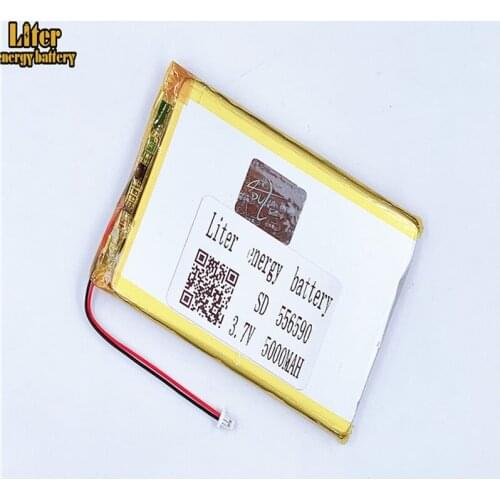 1.0MM 2pin connector 556590 3.7v 5000mAh e-books GPS PDA lipo Battery lithium polymer rechargeable Tablet PC Battery