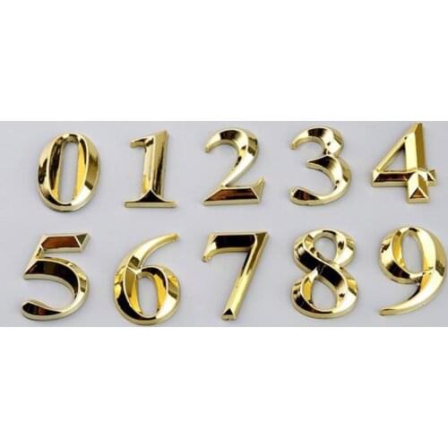 1pc Height 5cm Golden Home Sticker Address Door Label Bronze Modern House Number Digital Hotel Apartment Door Plate
