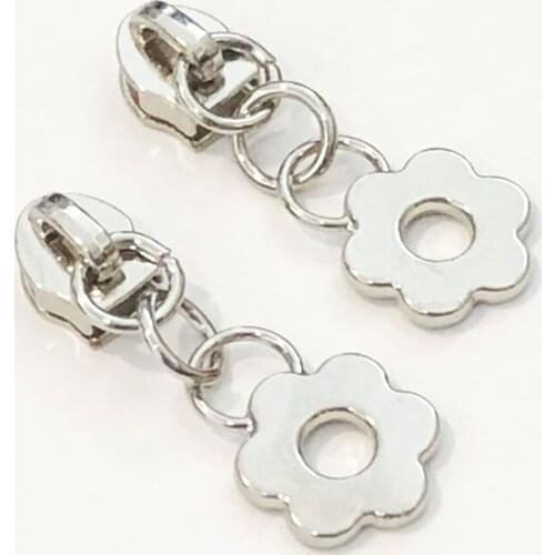 10pcs 5# nylon zipper pull personality small flower nylon jacket sliding metal zipper pull DIY clothing sewing accessories