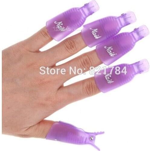 Lowest price 10PC Plastic Nail Art Soak Off Cap Clip UV Gel Polish Remover Wrap Tool Resurrection Clip Set