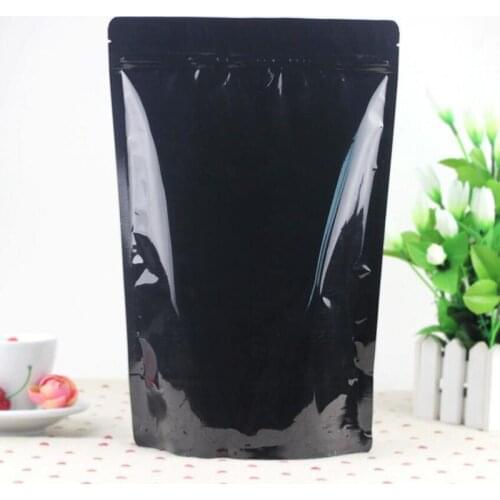 100 Pack, Big Size Glossy Black Aluminum Foil Bag Stand Up Zipper Bag Resealable Retail Food Bag Storage Bag Pouch