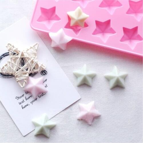 12 Holes Stars 3d Handmade Flexible Silicone Soap Mold DIY Chocolate Biscuit Stome Cake Decors Fondant Tools
