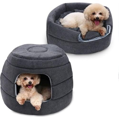 2 Uses Soft Warm Dog House Dog Beds Non-slip Pet Dog Cat House Nest With Removable Cushion Mat House Pet Beds for Cat Kennels