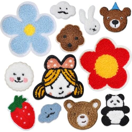 20pcs/lot Towel Embroidery Patch Animal Bear Lion Duck Bird Rabbit Girl Flower Strawberry Clothing Decoration Craft Diy Applique