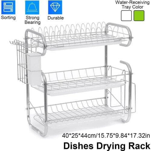 3 Layer Dish Drainer Iron Art Kitchen Cutlery Drain Rack Utensils Storage Organizer Rustproof Dishes Plates Organization Shelf