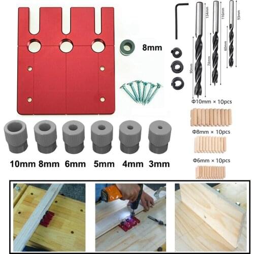 Woodworking 3 in 1 Drilling Guide Locator Pocket Hole Jig Wood Dowelling Jig Joinery Kit or Furniture Wardrobe Carpentry DIY